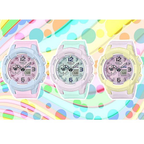 Casio Baby-G Women's G-Shock BGA230PC-6B Analog-Digital Watch Green Lavender