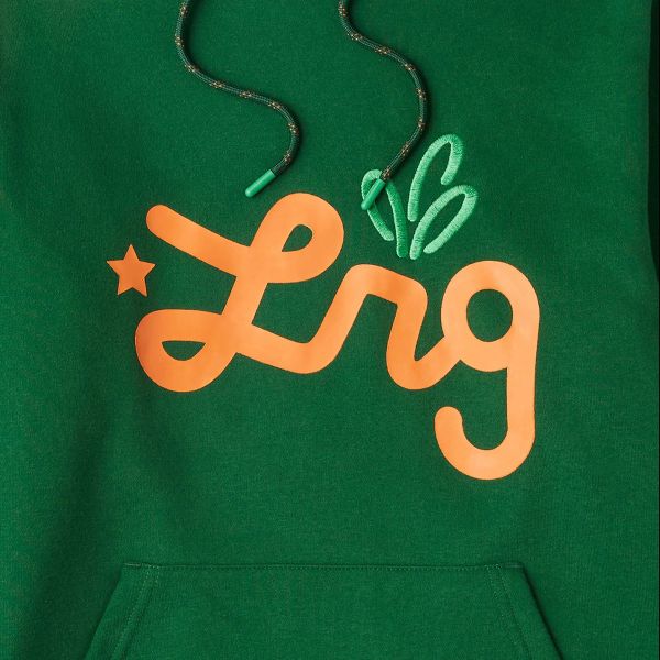 LRG Men's x Carrots Lifted Script Forest Green Long Sleeve Pullover Hoodie