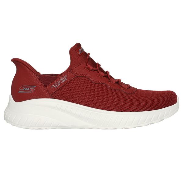 Skechers Women's Bobs Sport Squad Chaos Slip-Ins Red Low Top Sneaker Shoes