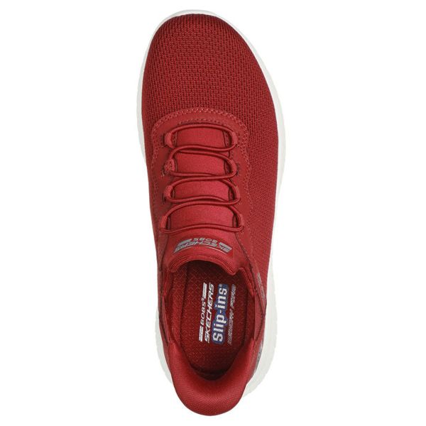 Skechers Women's Bobs Sport Squad Chaos Slip-Ins Red Low Top Sneaker Shoes