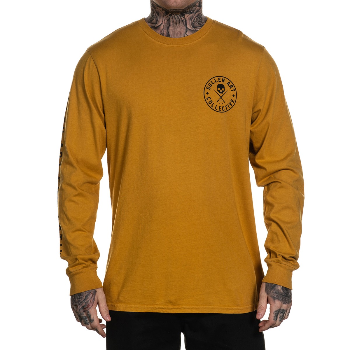 Sullen Men's Torch Long Sleeve T Shirt Mustard Yellow Clothing Apparel Tattoo... 